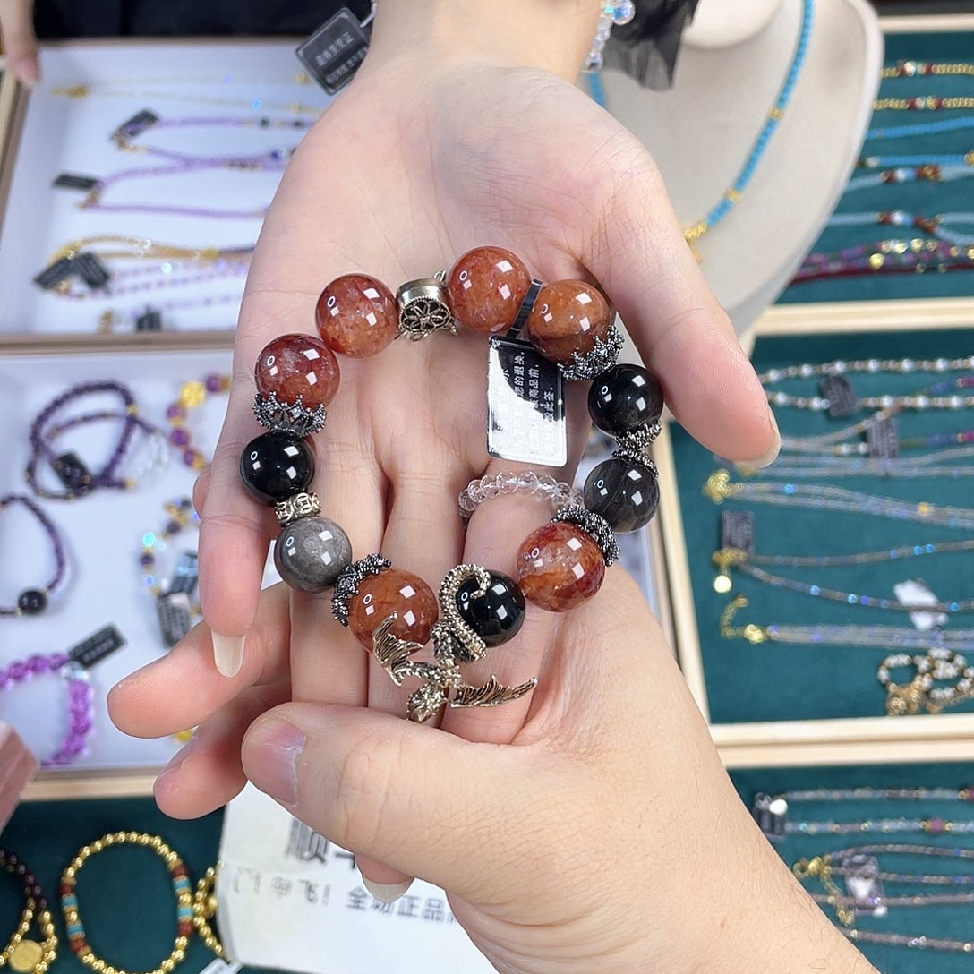 水晶手链银S925镀金镶嵌