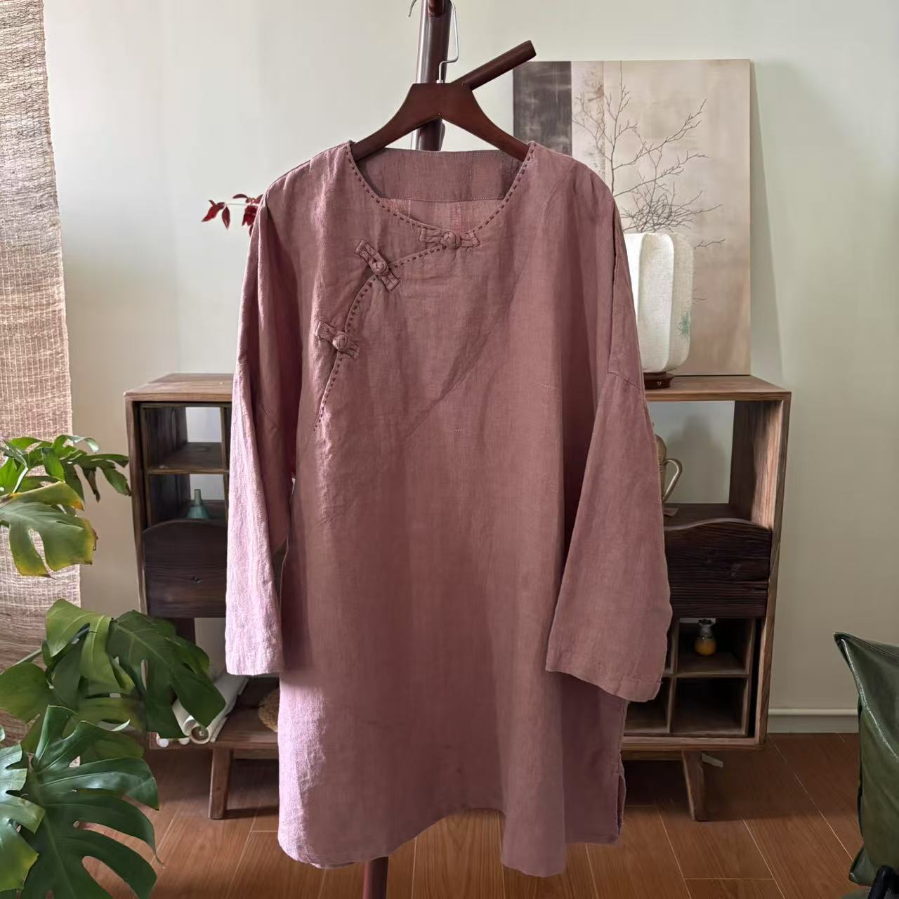 【大梅子推荐】设计款亚麻盘扣上衣SXBY2592