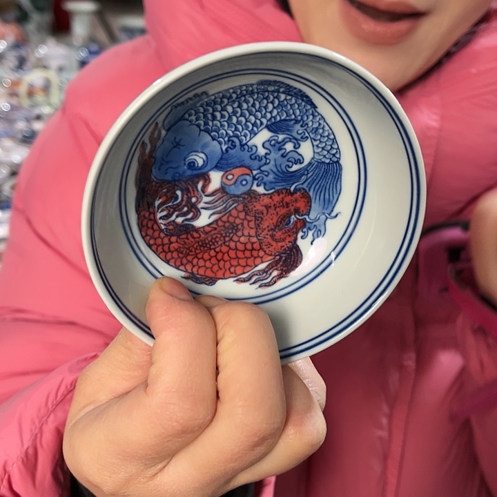 瓷片景德镇陶瓷普洱杯。绿。