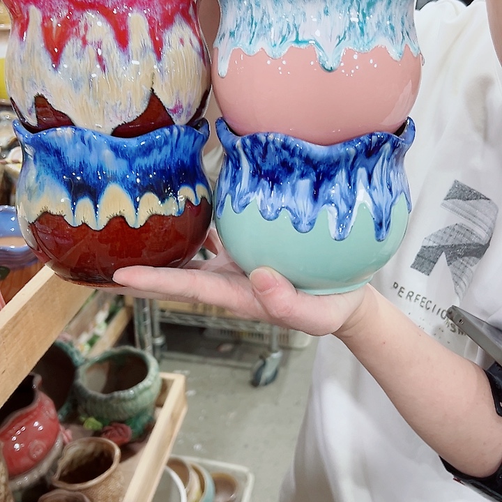 有孔，凑单福利满10元发货陶瓷多肉花盆！