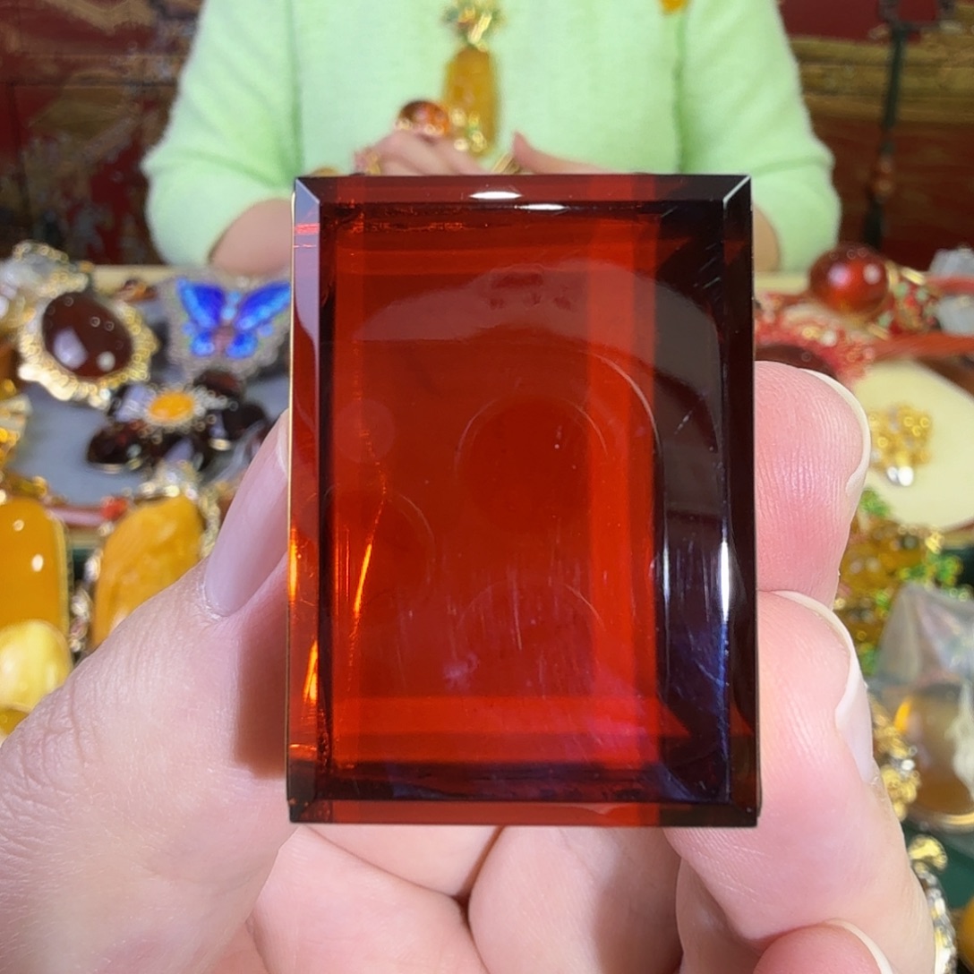 血珀银S925镀金镶嵌戒指