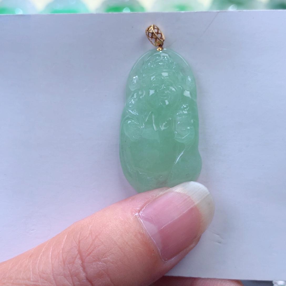 翡翠吊坠(不含链)18K金镶嵌