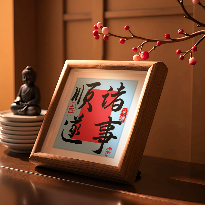 书法木制相框创意摆台装饰画照片礼物客厅玄关卧室床头相框摆件