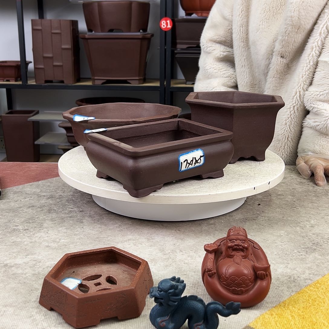 紫砂花盆序号001，三只盆福利价