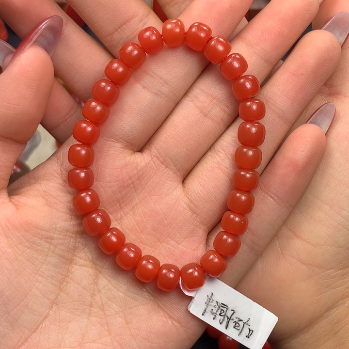南红玛瑙未镶嵌7+柿子红老型手串