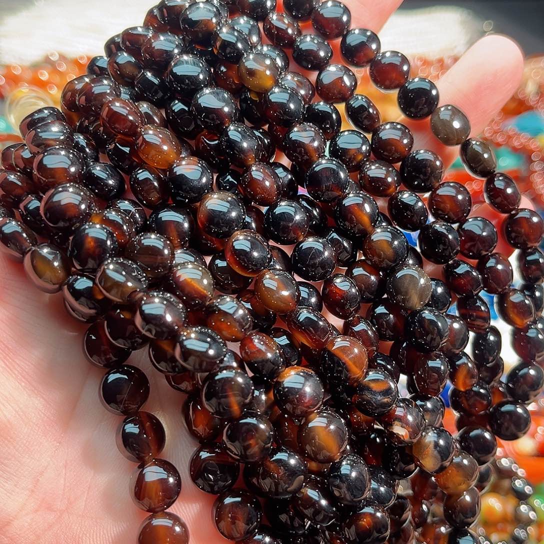 玛瑙/玉髓未镶嵌珠宝半成品焦糖色玛瑙圆饼10x7mm