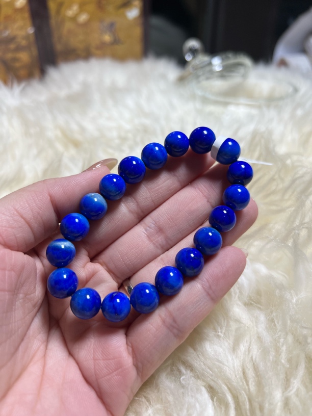 阿富汗老矿青金石 玉化小众素串单圈10mm