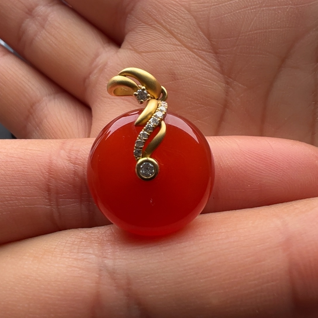 南红玛瑙18K金镶嵌平安扣18