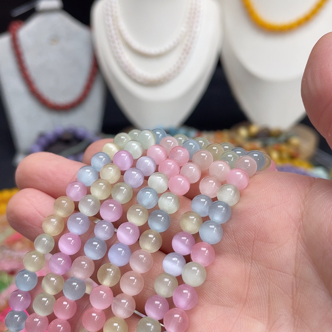 未镶嵌碧玉玉髓8米玛瑙/玉髓马卡龙猫眼石6m