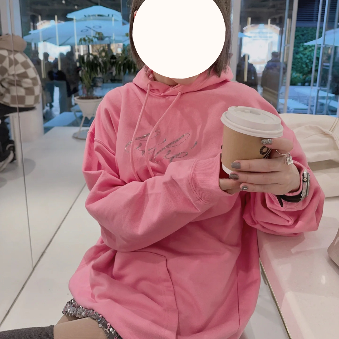 全新未使用 Balenciaga/巴黎世家 /XS码/粉色连帽套头长袖卫衣