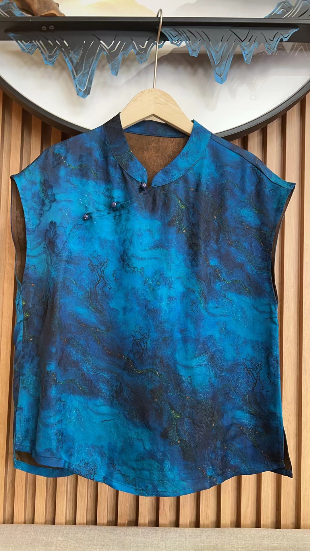 5276连肩袖新中式短款透气立领T恤