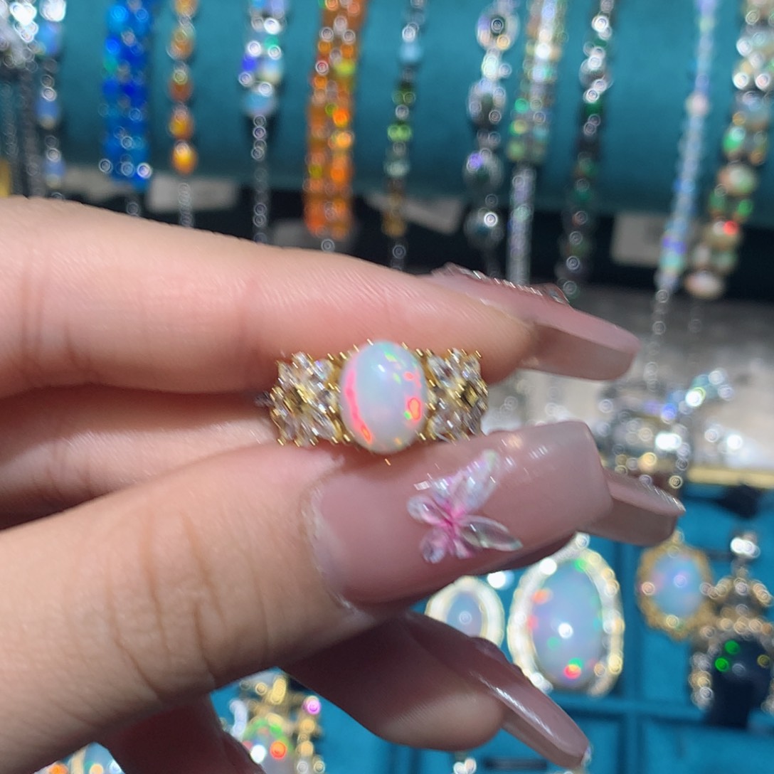 欧泊戒指银S925镶嵌福利