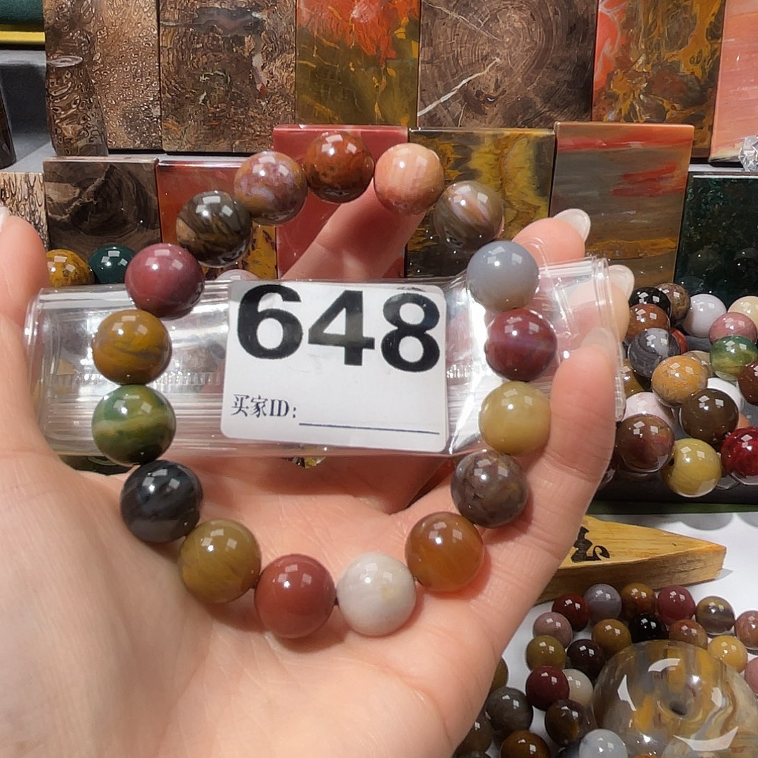 硅化玉未镶嵌天然北票硅化玉手串12.9