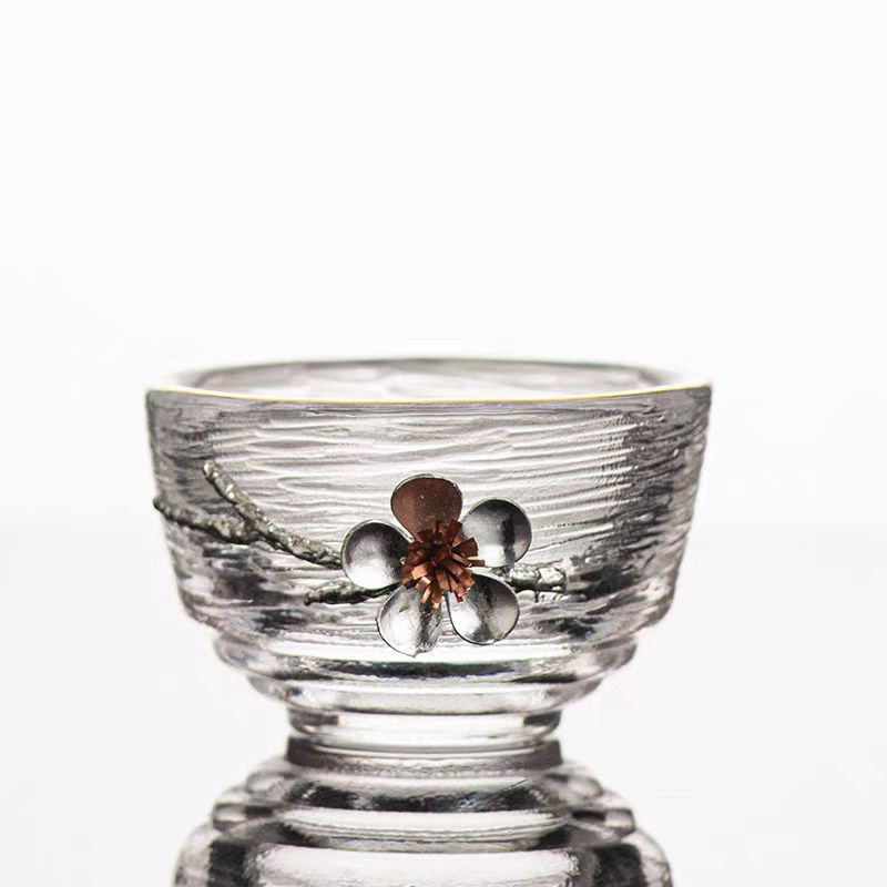 G1109-梅花捏花玻璃杯AA96