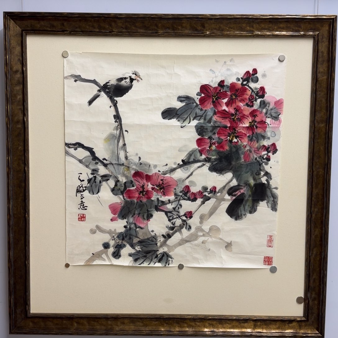 国画老*哥陈鹏 花鸟《枝上鸣禽》