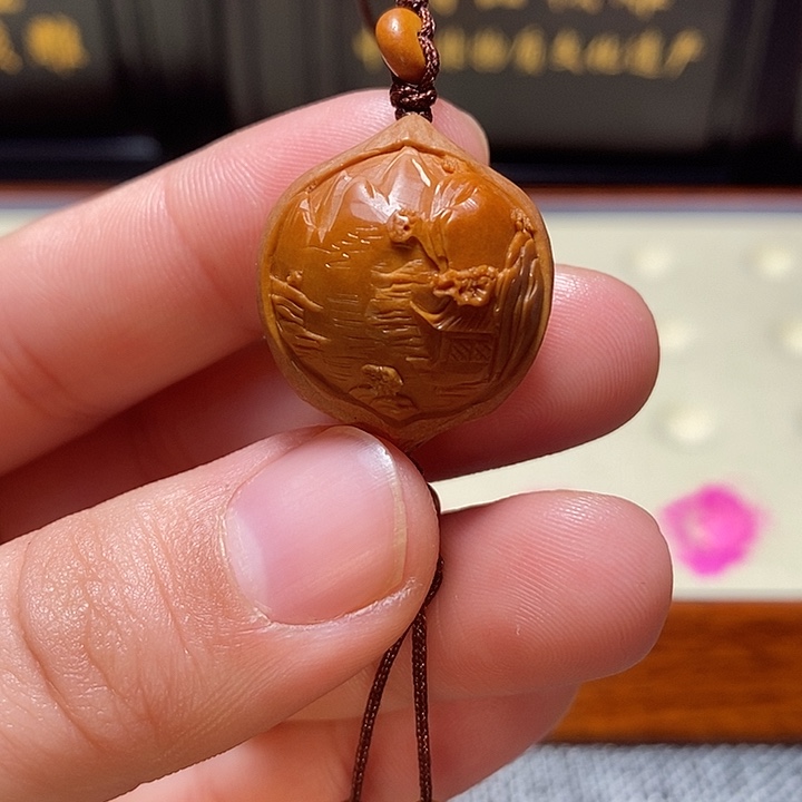 橄榄核吊坠山水 宽度2.1