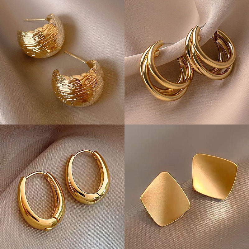 欧美金属耳圈个性洋气百搭高级感时尚耳环女小众复古耳钉温柔气质