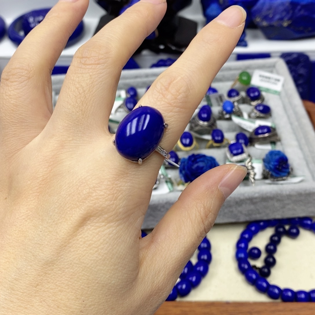 青金石戒指银S925镶嵌