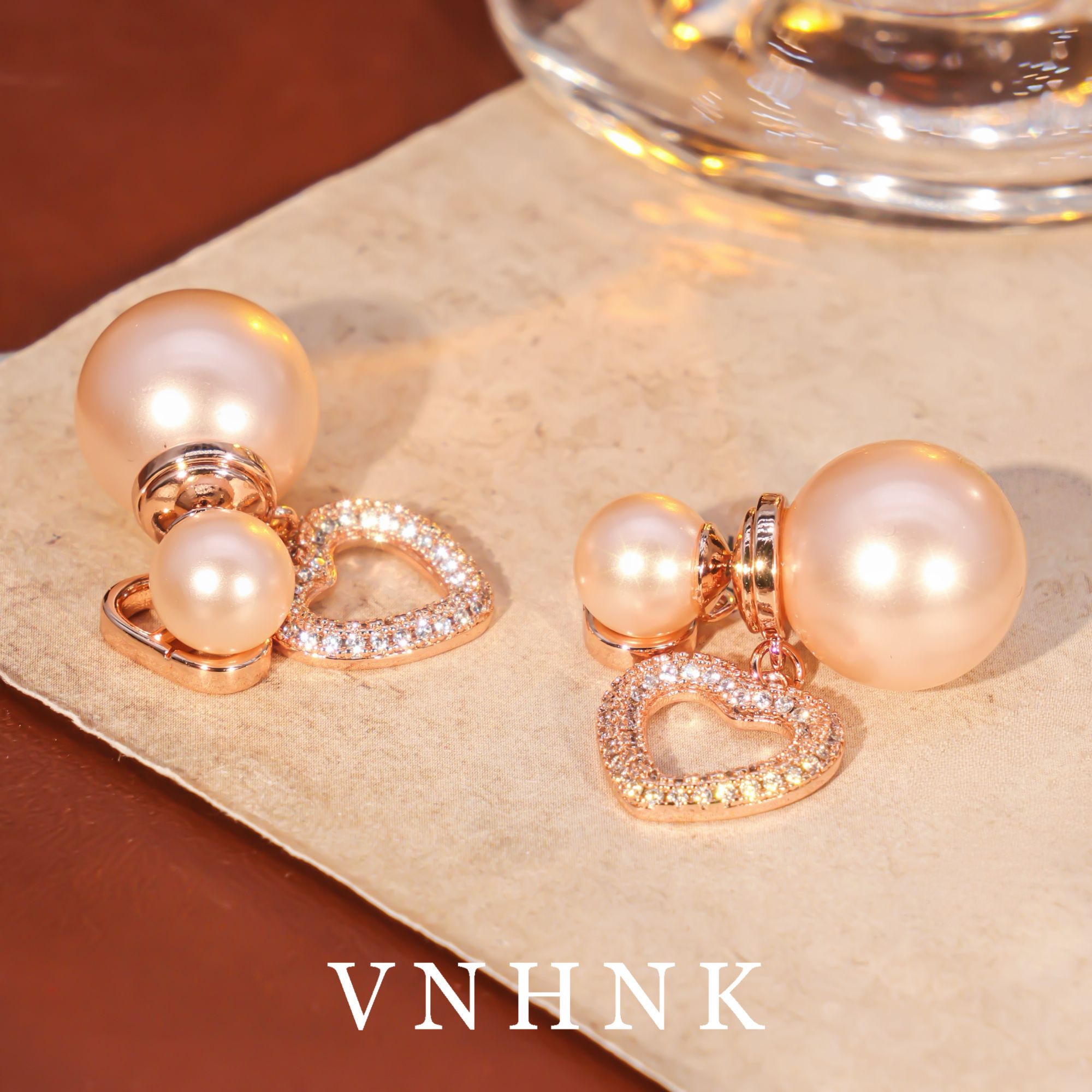 铜合金仿珍珠耳饰 美可儿   H340  玫瑰色（14mm8mm）气质耳环预售