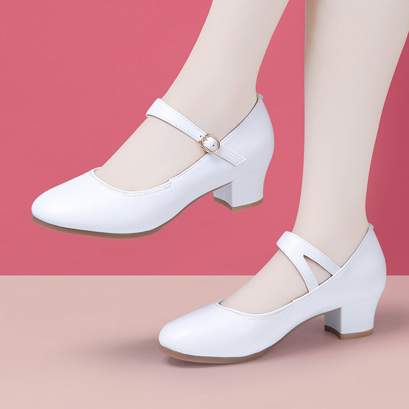 广场舞水兵舞秋季新款头层牛皮（连底）软底舞蹈鞋