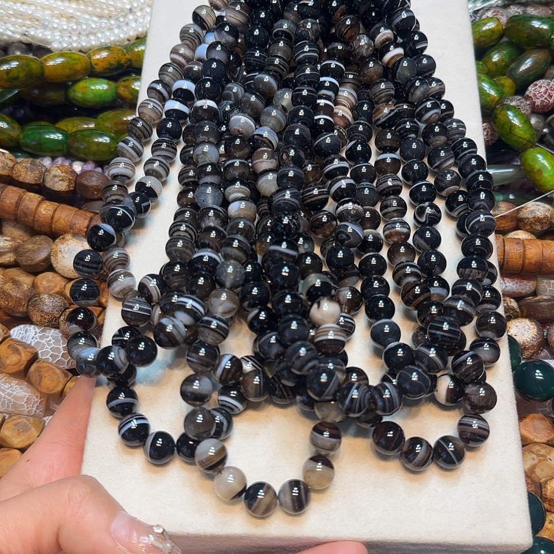 玛瑙/玉髓合金珠宝半成品千层玛瑙线条一条10mm