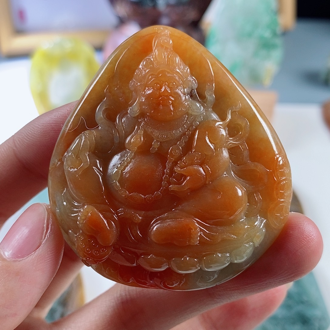 定制翡翠未镶嵌天然a货翡翠黄财神