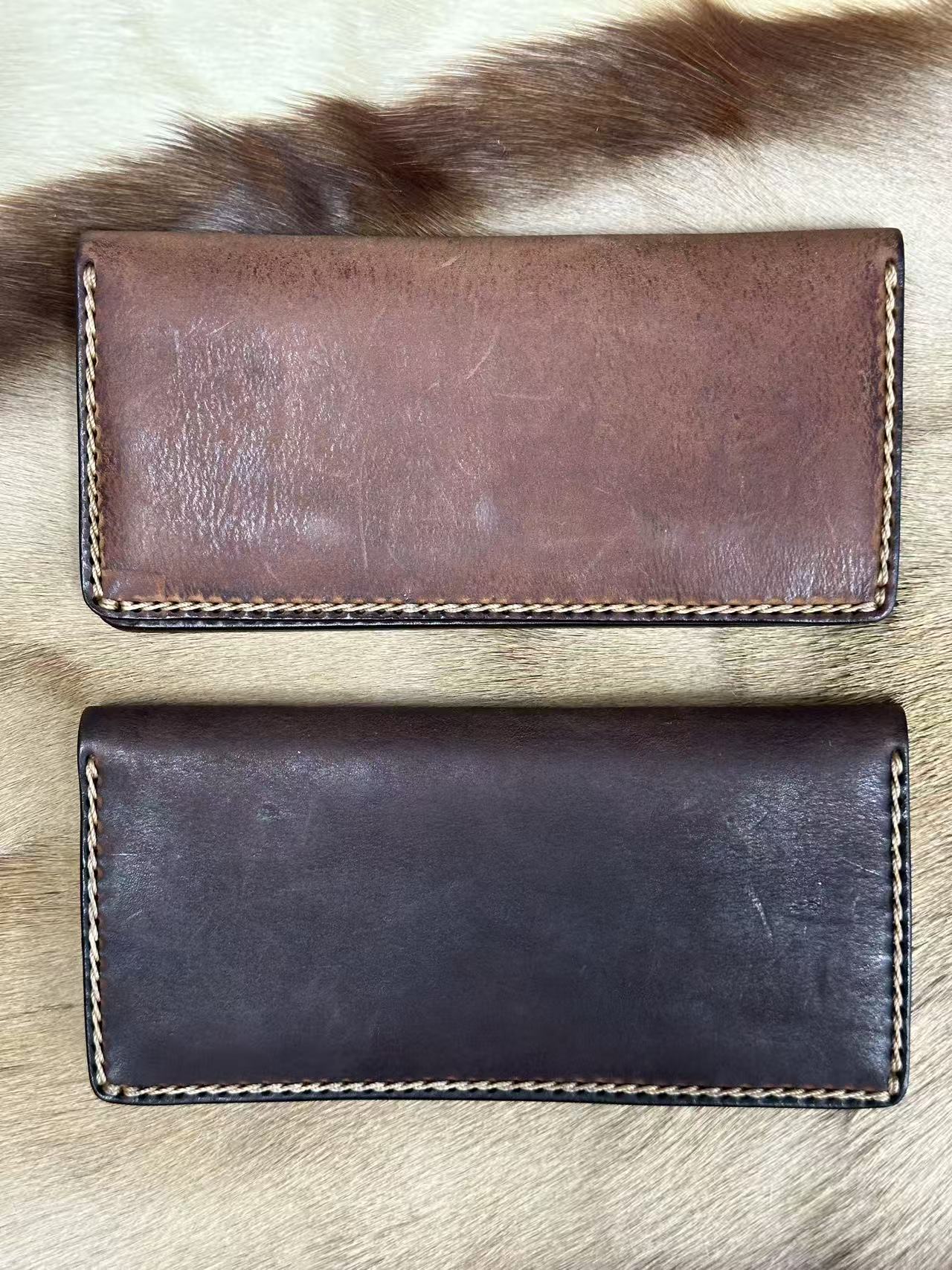 男士纯手工手工车缝线长款男士钱包简约风零钱包