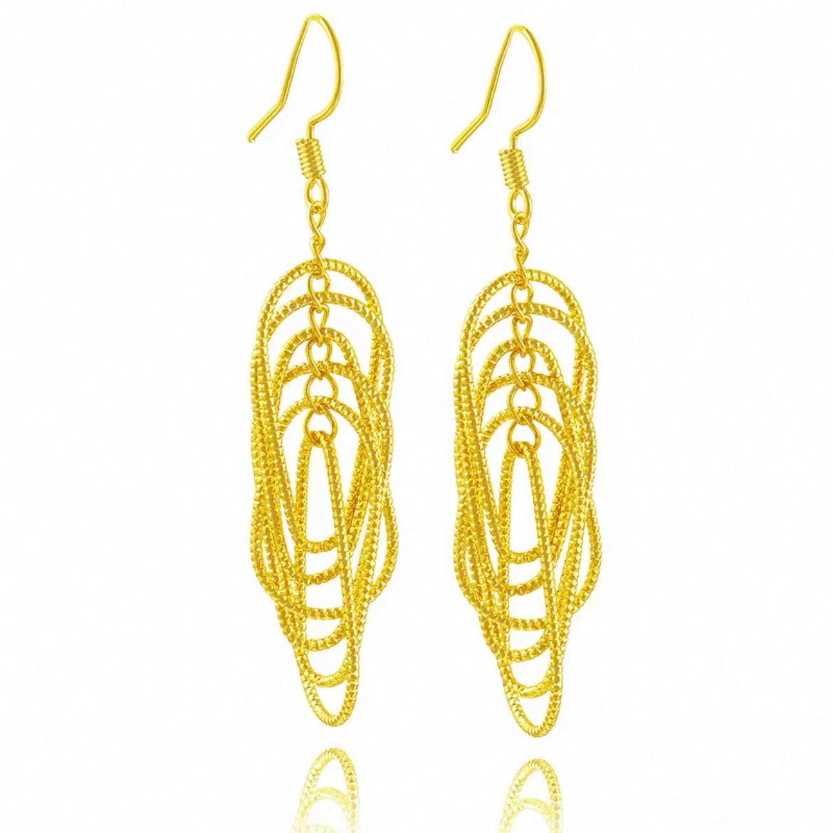 合金耳饰 1576合金高级感流光异彩绕丝爆闪耳钩耳环