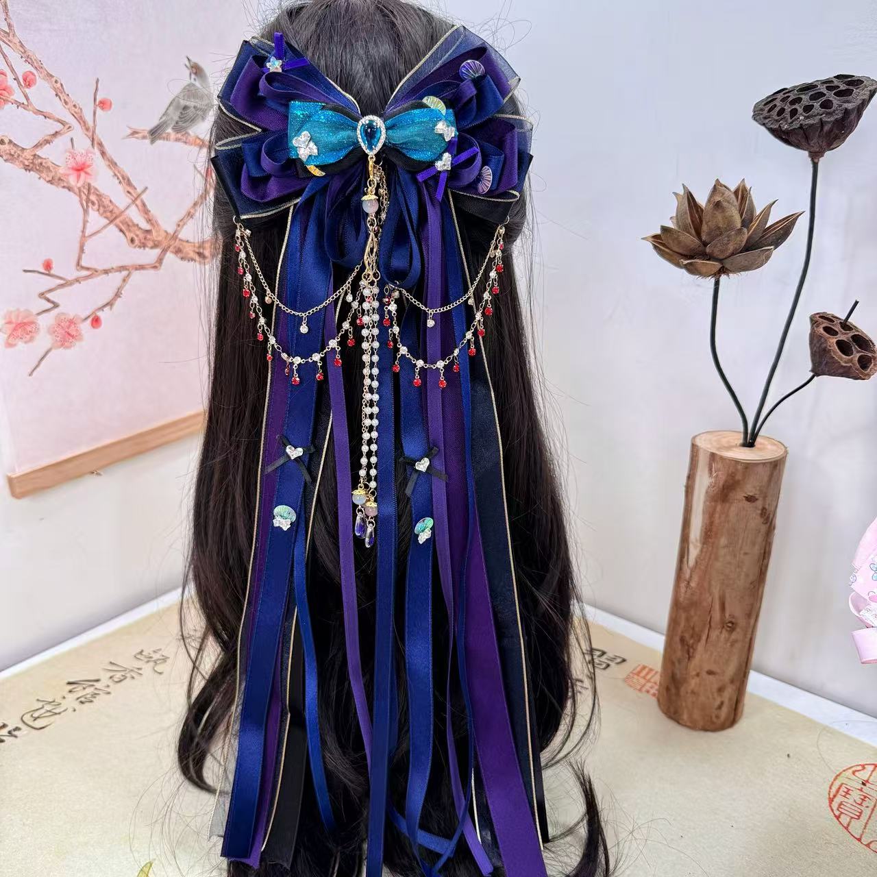 《敖闰》新国风深色气质款百搭飘带蝴蝶结发饰发夹