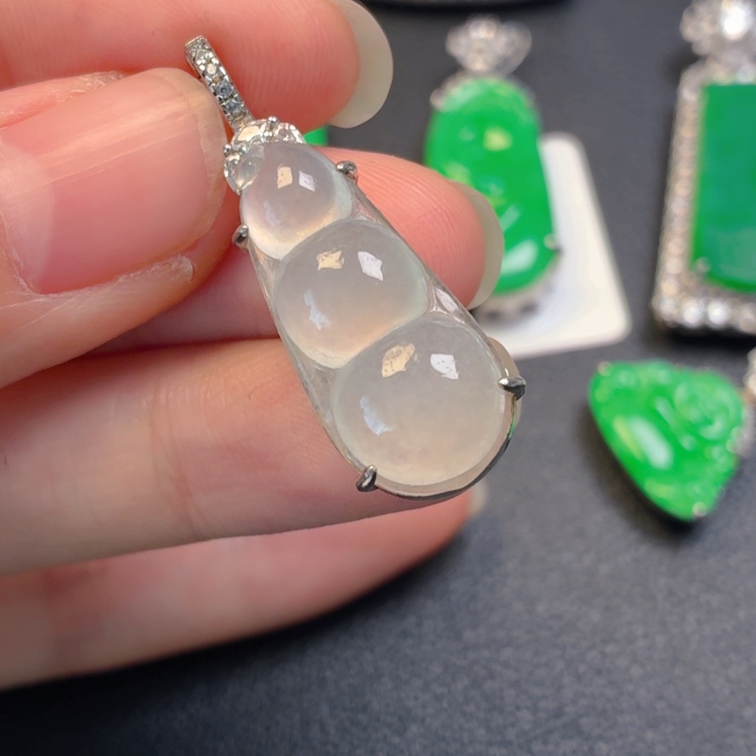 翡翠银S925镶嵌吊坠(不含链)