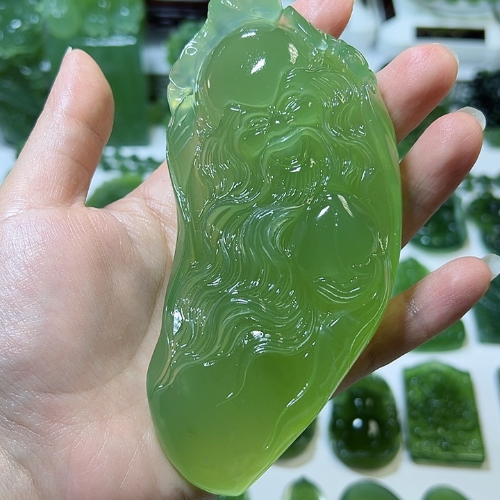 蛇纹石玉未镶嵌手把件老*1