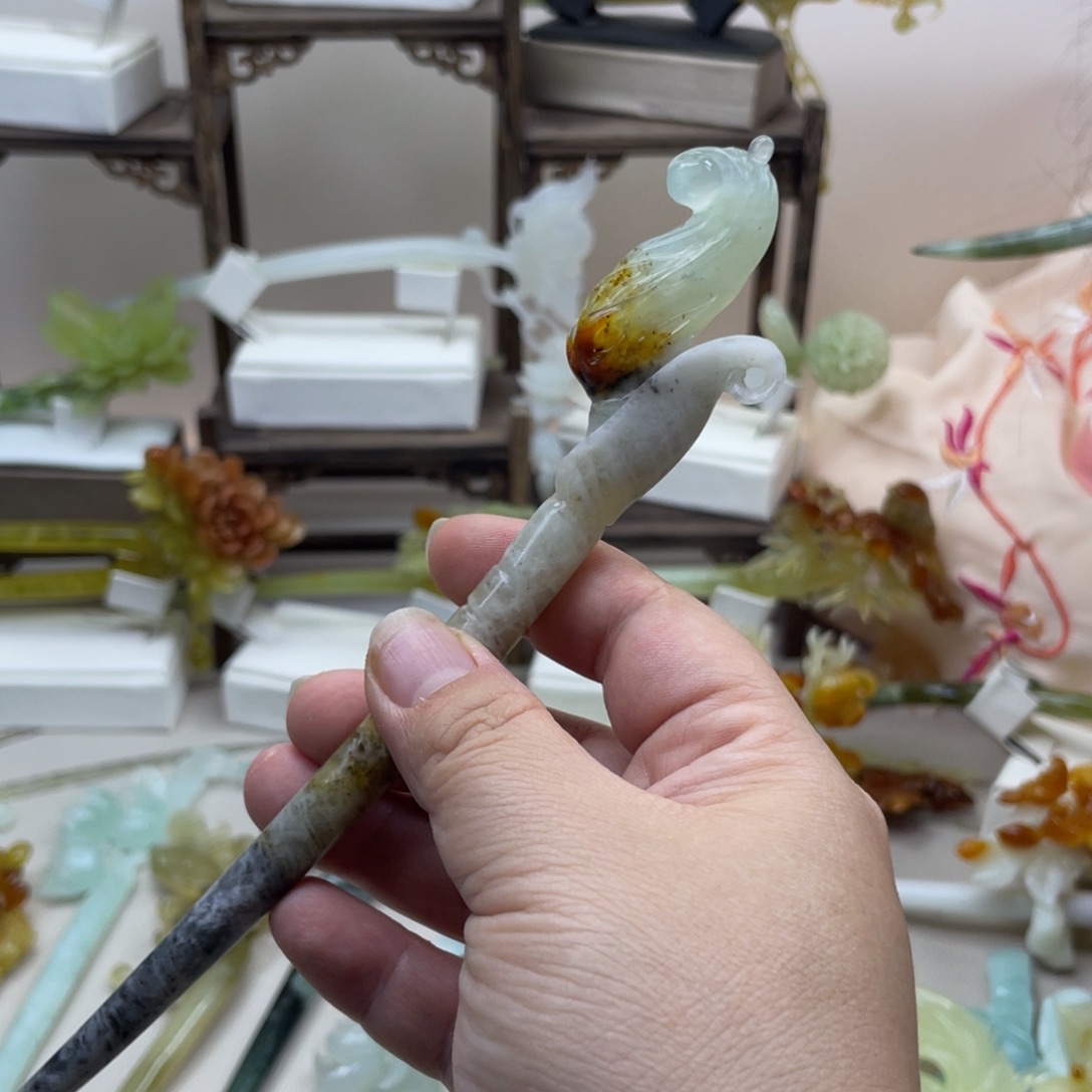 蛇纹石玉合金发饰
