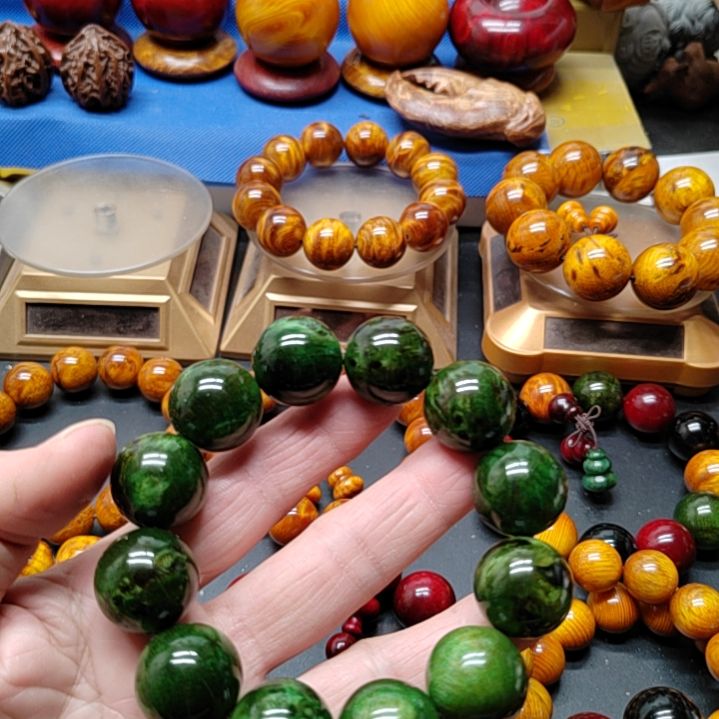 松木龙**人琥珀木手串水墨丹青2.0尺寸