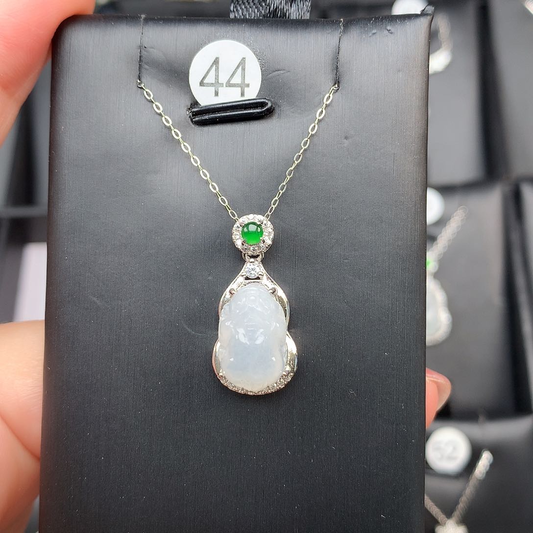 翡翠颈饰银S925镶嵌项链925