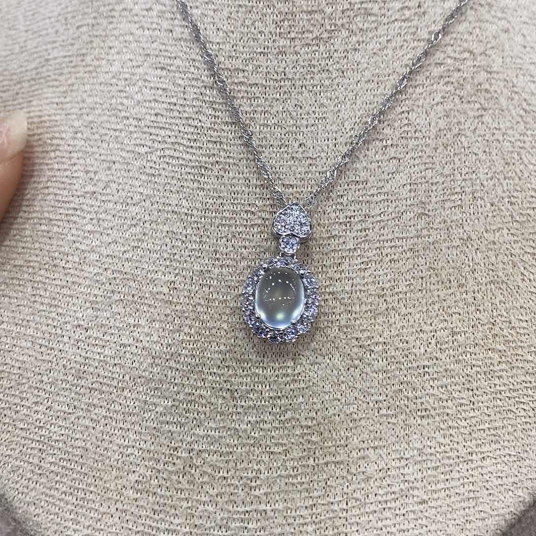 蛇纹石玉银S925镶嵌颈饰