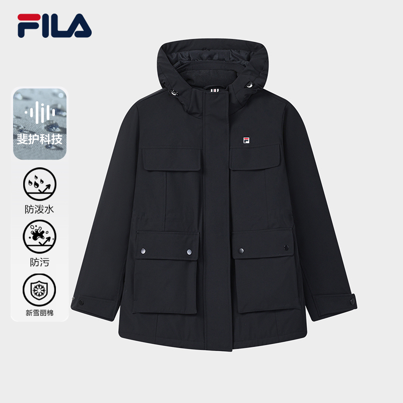 Fila/斐乐女款休闲棉服连帽运动舒适时尚简约秋冬保暖F11W618901F