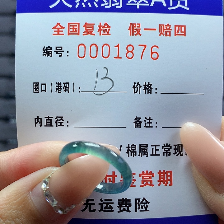 翡翠戒圈未镶嵌    1876