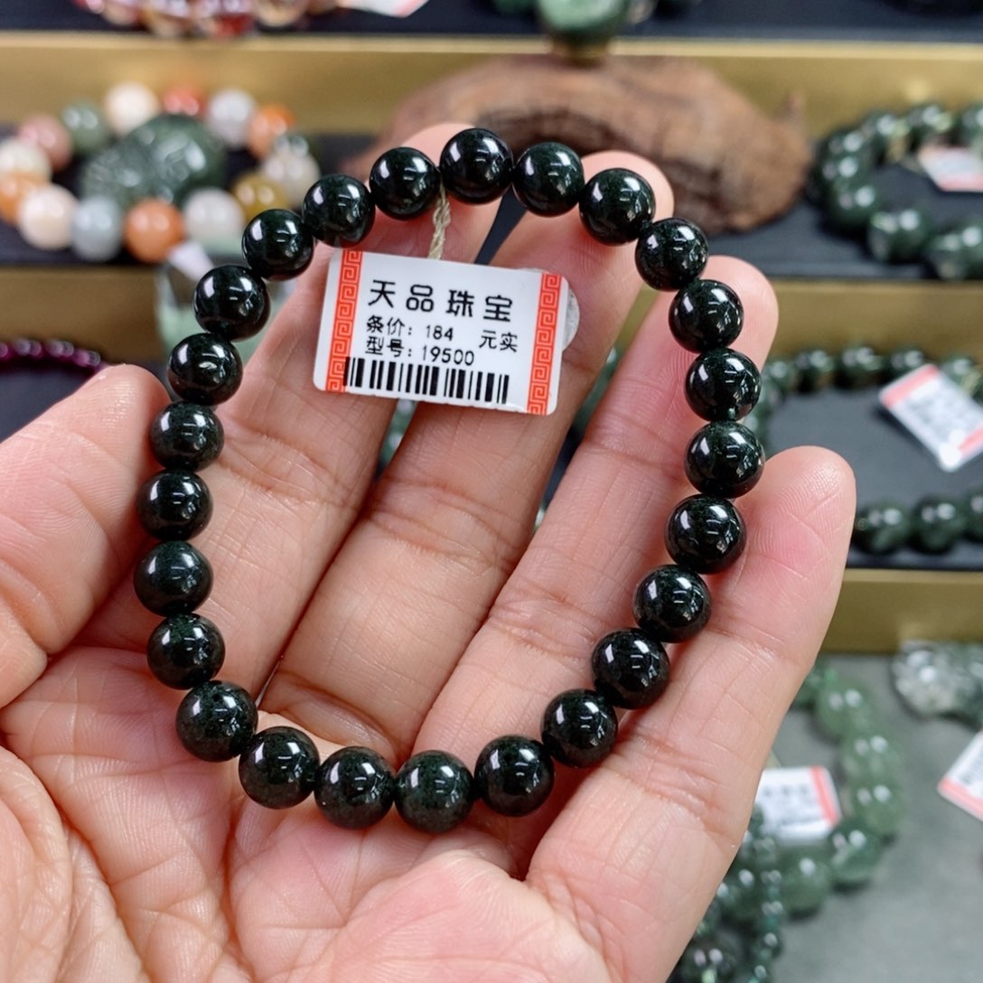 水晶手链未镶嵌果绿幽灵手链19500