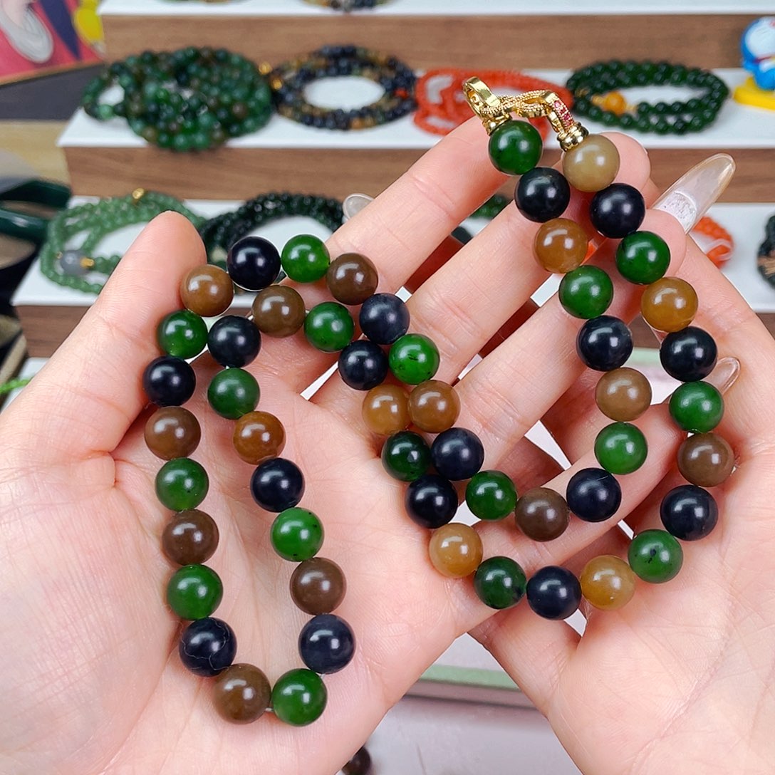 和田玉10mm柔光楼兰复古格调项链未镶嵌