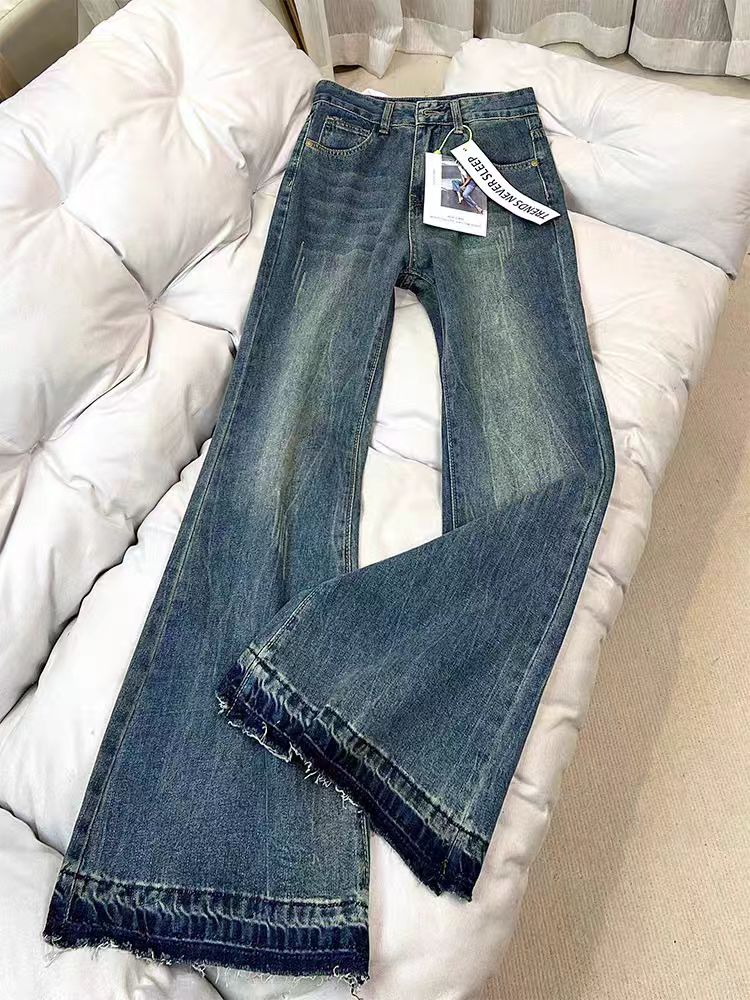 复古风极简风高腰秋季常规牛仔裤弹力沙丘【A区】1043/A20前面