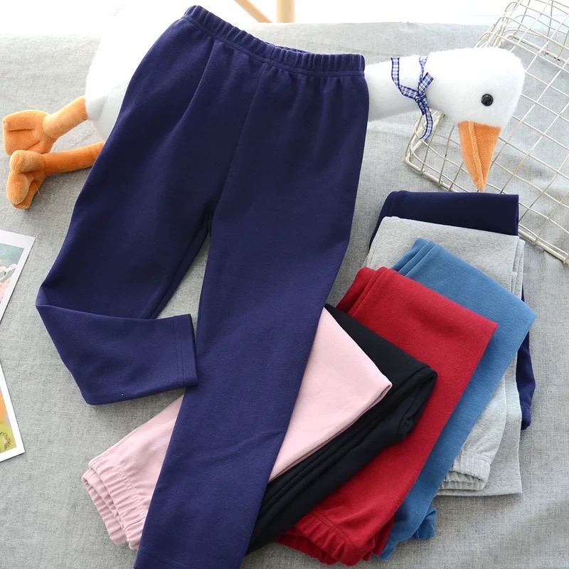 （偶有微瑕）儿童秋冬纯棉纯色舒绒拉架磨毛打底裤秋裤DD219