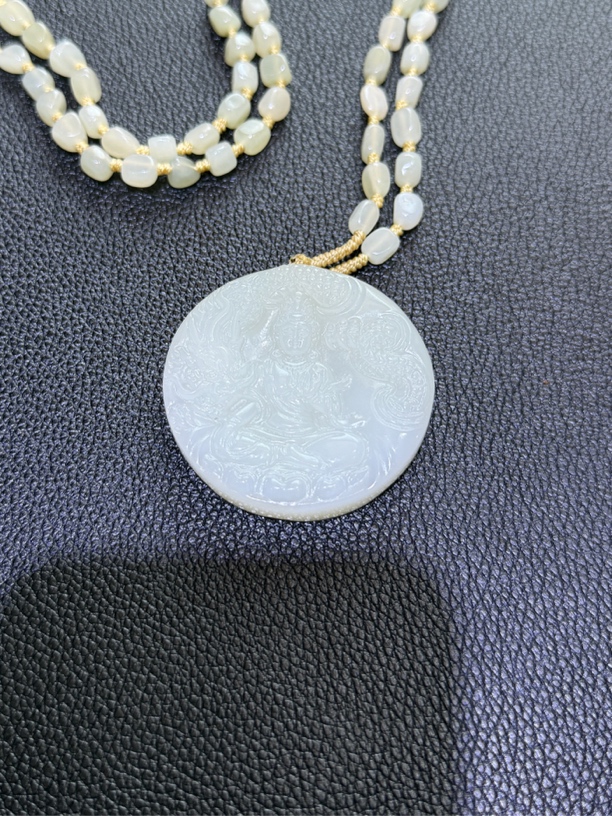 高端精品玉龙观音牌吊坠带且末料项链 拍一发一多样性发货