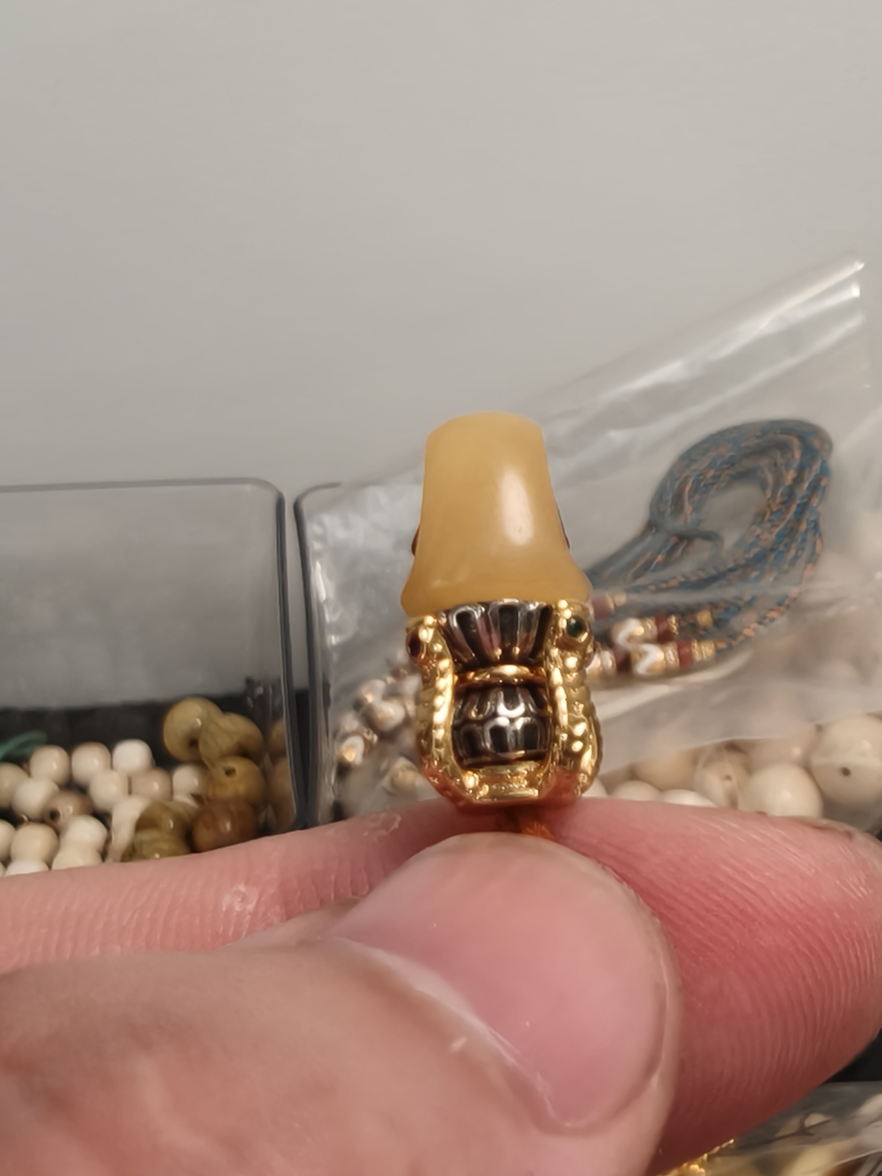 微尘同款百香籽三通  驼骨佛头柏香文玩搭配饰品 4层分体工艺