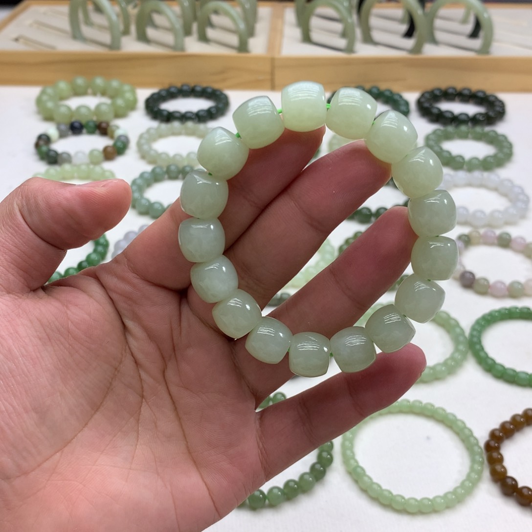 和田玉手串（直切晴水12.8）未镶嵌