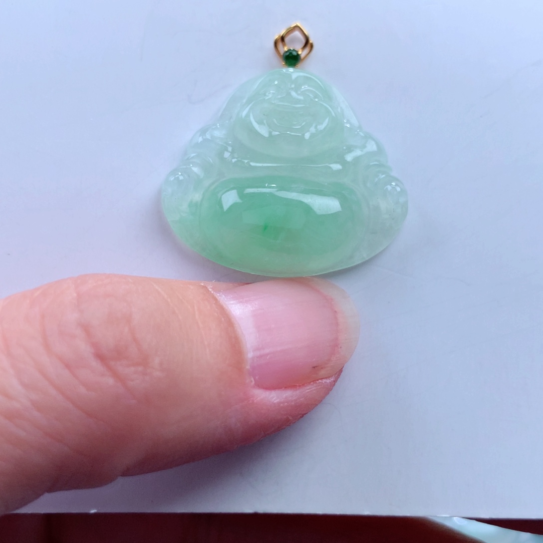 翡翠吊坠(不含链)18K金镶嵌