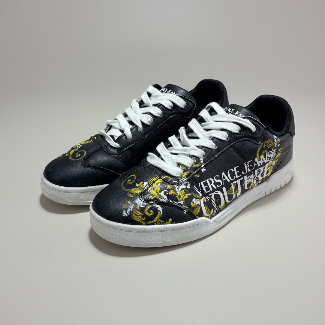 95新 VERSACE/范思哲 VERSACE范思哲黑色涂鸦板鞋40码14779