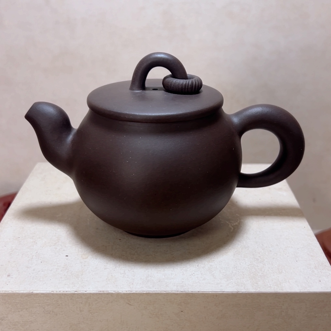 紫砂茶壶老紫泥道洪单圈