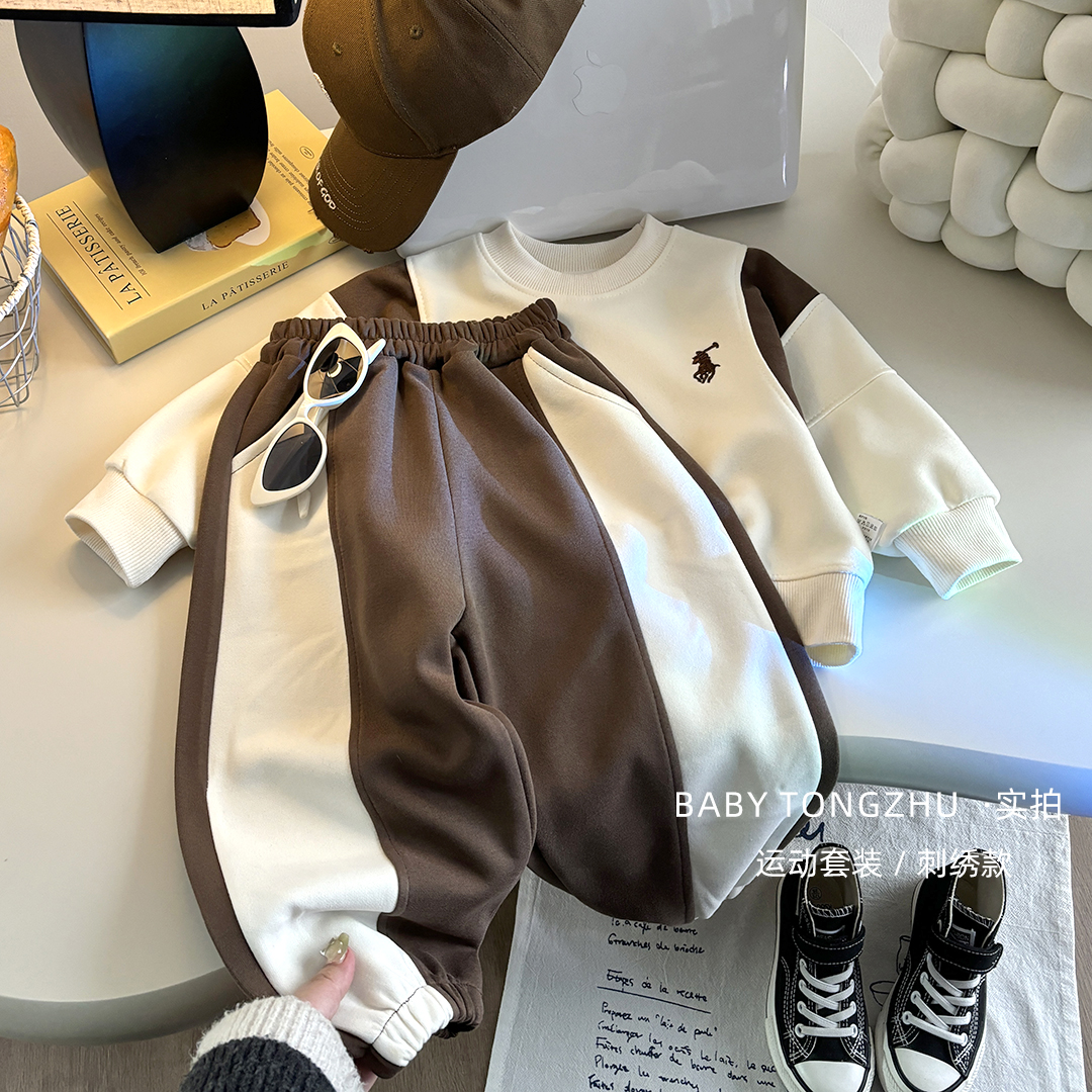【门店爆款】儿童春季新款棉质卫衣套装韩版刺绣亲子俩宝宝秋季套装