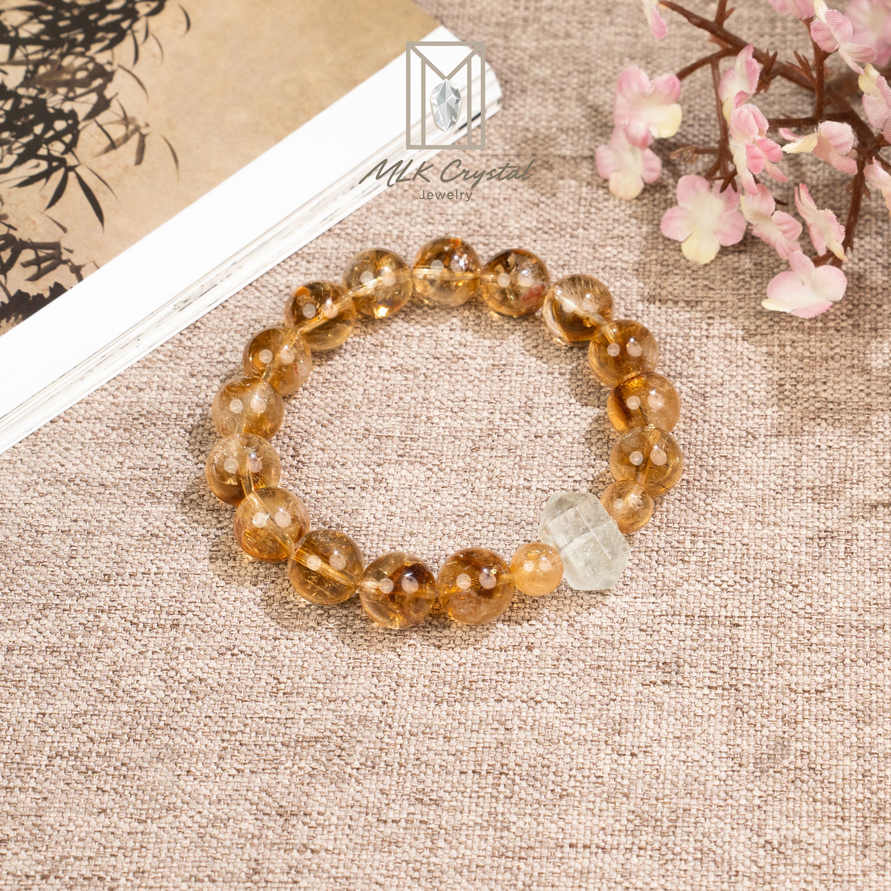 招财聚气|黄塔晶+绿水晶双尖天然水晶毕业级手串10~11mmS65ZC5241