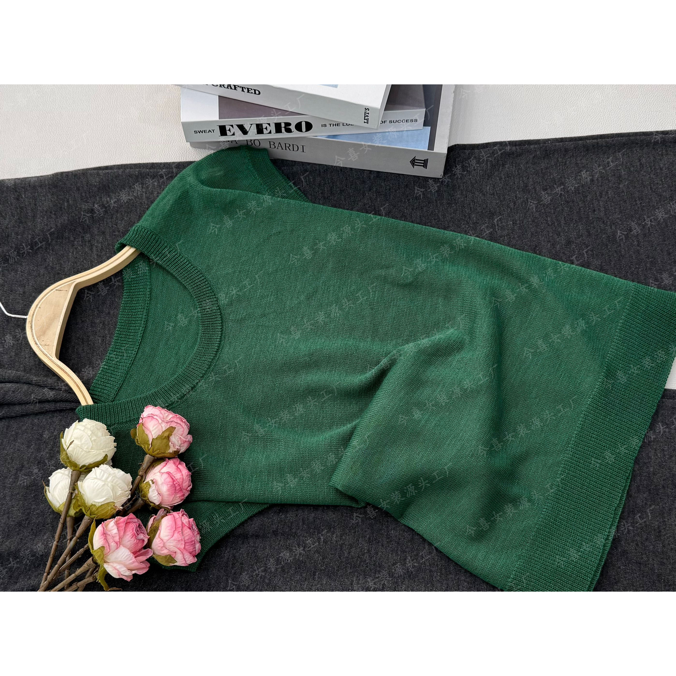 【绿色净版套头】夏季新款时尚简约短袖上衣QC2711